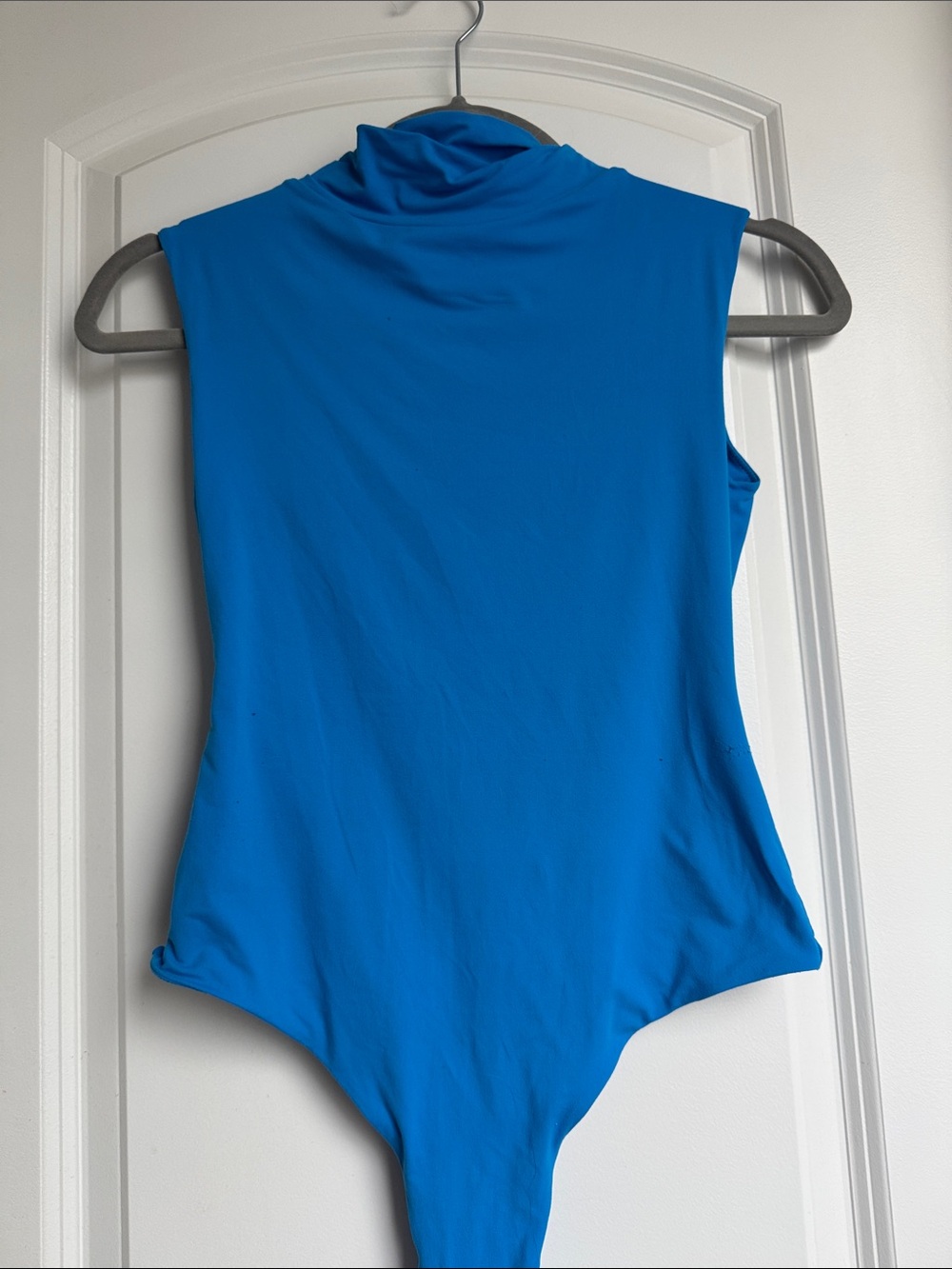 Blue Sleeveless Turtleneck Bodysuit - Unbranded